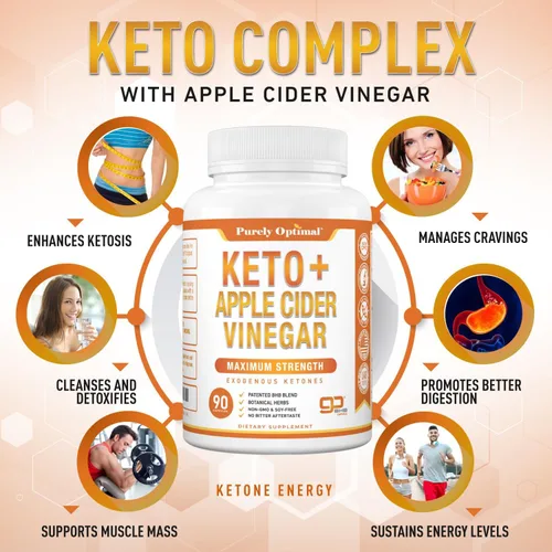 Miniatura 3 de Cápsulas de cetonas BHB Keto y vinagre de sidra de manzana de Purely Optimal - Suplemento de cetonas exógenas con The Mother para apoyo de cetosis