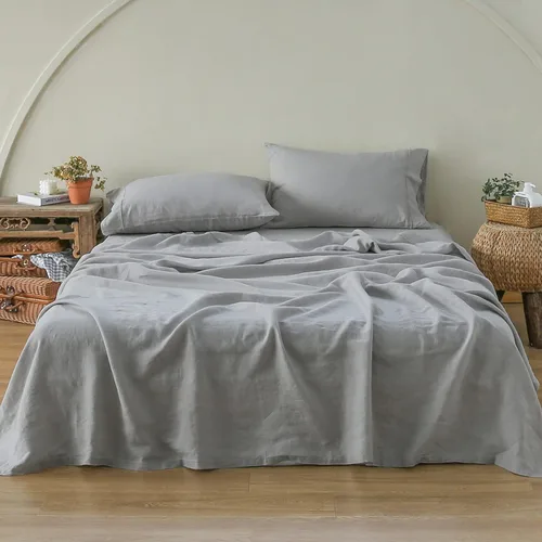 Miniatura 10 de Simple&Opulence Juego de sábanas 100% de lino, 4 piezas de lino francés natural (1 sábana encimera, 1 sábana bajera, 2 fundas de almohada), ropa