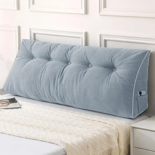 Miniatura 44 de Sasttie - Almohada de cabecero completa, almohada de cuña para cabecero para sentarse en la cama, cojín triangular de apoyo para la espalda