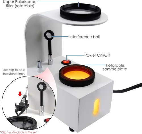 Miniatura 3 de Luz LED polariscopio con filtros giratorios de vidrio, probador polarizador de joyas, lupa, herramientas de identificación de gemas