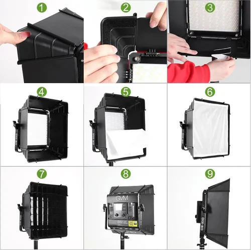 Miniatura 3 de GVM RGB 850D Difusor plegable con rejilla colmena para serie LED de luz de video, adecuado para iluminación de estudio, fotografía de retrato