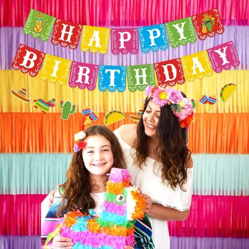 Miniatura 4 de Decoraciones de fiesta mexicana, 3 unidades, pancarta mexicana de feliz cumpleaños, decoración de fiesta de cinco de mayo, fiesta de cumpleaños