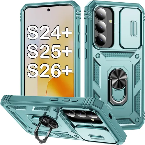 Miniatura 25 de PASNEW Funda para Samsung Galaxy S22 Ultra 5G, cubierta de cámara deslizante y soporte de dedo de metal giratorio de 360°, militar, resistente, a