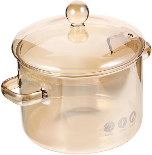 Cacerola de vidrio con tapa, cacerola de vidrio con tapa, juego de utensilios de cocina para pasta, sopa, leche, alimentos, fideos instantáneos..