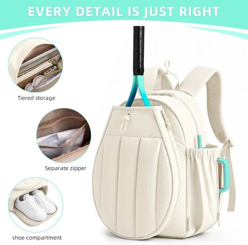 Miniatura 6 de Pickleball Backpack, Large Sports Bag with Shoe Compartment, for Men and Women