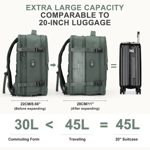 Miniatura 5 de coowoz Mochila de viaje grande para mujeres y hombres, mochila de mano, mochila de senderismo, impermeable, mochila deportiva al aire libre, mochila