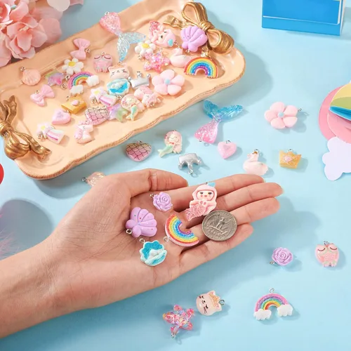 Miniatura 5 de Craftdady Colgantes de Resina de Alas de Mariposa y Alas de Hada - Lindos Colgantes Colgantes de Animales y Dijes de Hongos - Dijes Degradados