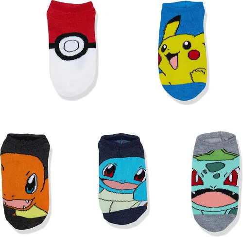 Miniatura 2 de Pokemon Paquete de 5 calcetines casuales invisibles para niños multicolor brillante talla de calcetín 6-85 de EE UU Multicolor brillante