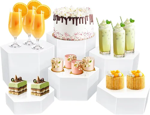 Miniatura 8 de 6 Piezas Elevadores de Buffet, Elevadores de Alimentos para Mesa de Buffet, Elevadores de Exhibición de Cubos Acrílicos con Parte Inferior Hueca