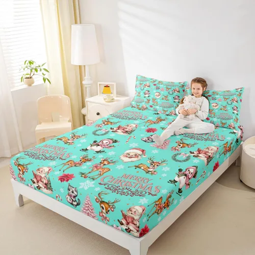 Miniatura 23 de Erosebridal Divertida sábana bajera ajustable de Halloween para niños, lindo juego de ropa de cama de calabaza fantasma, decoración de Halloween