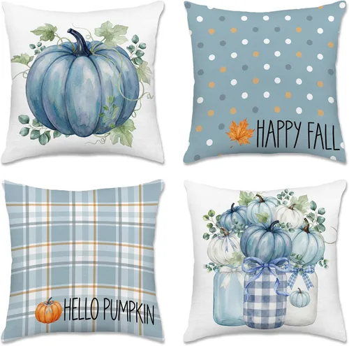 Miniatura 16 de pinata Juego de 4 fundas de almohada de otoño de 18 x 18 pulgadas, almohadas decorativas de otoño para sofá, hogar y exterior, decoración de otoño