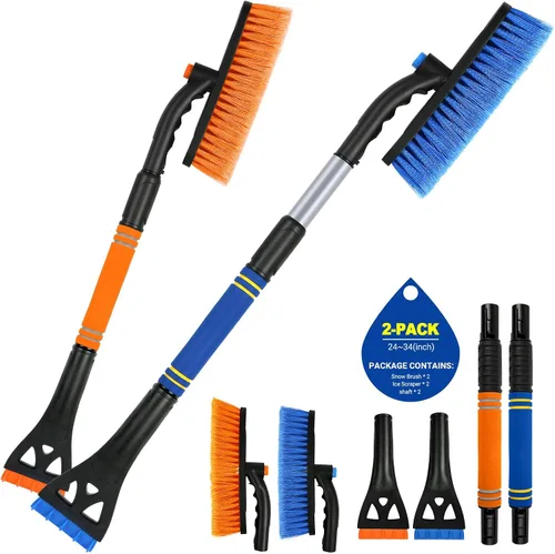 Miniatura 9 de Raspadores de hielo extensibles de 34 pulgadas para parabrisas de automóvil, cepillo de nieve 2 en 1 para automóvil, raspador de nieve