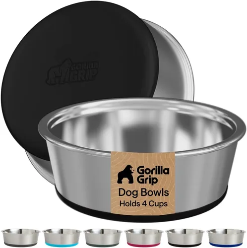 Miniatura 10 de GORILLA GRIP Tazones para perros, acero inoxidable 304 de grado alimenticio, capacidad para 2 tazas cada uno (16 onzas líquidas) para alimentos
