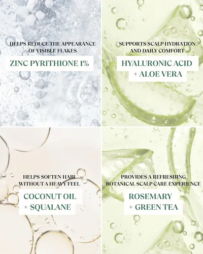 Miniatura 5 de Champú de psoriasis para cuero cabelludo seco y con picazón, piritiona de zinc al 1% con romero, aloe y ácido hialurónico, cuidado diario del cuero