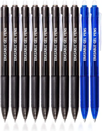 Vitoler Bolígrafos de gel, negro y azul, punta fina de 0.028 in, retráctil, escolar y adulto