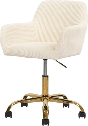 Miniatura 19 de Silla de Escritorio Giratoria de Piel Sintética de 360°, Moderno Sillón de Oficina en Casa Ajustable en Altura con Base Dorada para Adolescentes