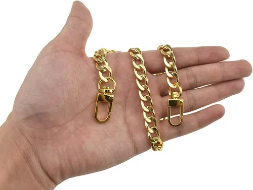 Miniatura 54 de HAHIYO Correa metálica de cadena para bolso de 43.3' de oro para bolso cruzado, bandolera y bolso de mano, cómoda y plana de 0.4' de ancho, extra