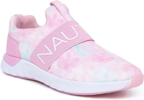 Nautica Tenis deportivos sin cordones para niñas jóvenes, elegantes zapatos para correr y tenis para niños pequeños y grandes