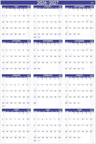 Calendario anual de pared 2026-2027, calendario 2026-2027, julio 2026 - junio 2027, calendario de pared grande 26-27, calendario de 12 meses,
