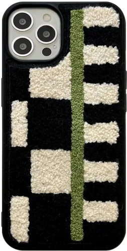 Miniatura 16 de Bonita funda para teléfono compatible con iPhone 14 Pro, diseño femenino retro de flores negras con diseño floral, delgada, suave y esponjosa, Black
