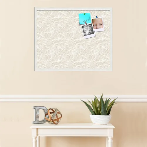 Miniatura 3 de PinPix Tablero de anuncios de corcho de 30 x 24 pulgadas. Este tablero decorativo enmarcado viene con diseño blanco arena y un marco blanco blanco