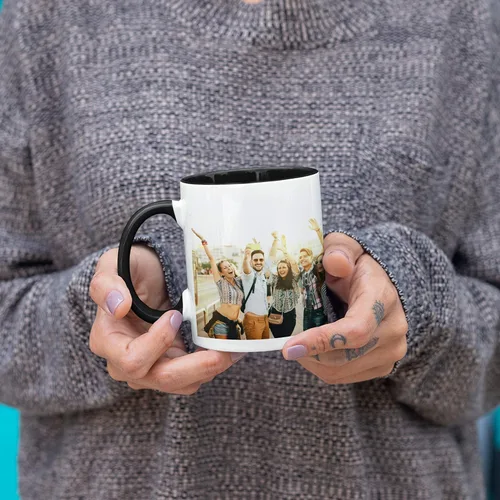 Miniatura 4 de Taza de café con foto personalizada, 11 onzas, color negro, con imagen envolvente, texto, taza de cerámica personalizada con imagen, taza