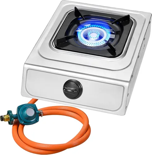 Miniatura 7 de Vivicreate Estufa de gas propano de un solo quemador de 10000 BTU, cocina portátil de acero inoxidable con manguera para barbacoa, freír, hervir