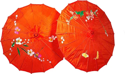 TJ Global Pack de 2 sombrillas japonesas chinas tamaño 22.0 in para bodas, fotografías, disfraces, cosplay, decoración y otros eventos, 2 paraguas