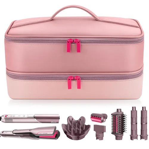 Miniatura 8 de Adworte Estuche de transporte de viaje para secador de pelo Shark Flexstyle FlexFusion Airwrap Brush de doble capa, accesorios para el cabello