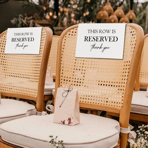 Miniatura 5 de Señales de Asiento Reservado para Sillas, Esta Fila Está Reservada Paños de Banco para Asientos de Iglesia, Decoraciones de Boda para Recepciones