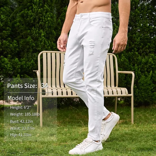 Miniatura 2 de LONGBIDA Jeans rasgados y ajustados para hombre