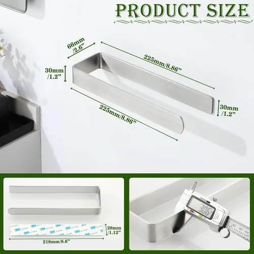 Miniatura 2 de Alise Toallero de mano autoadhesivo para toallas de baño, toallero de acero inoxidable SUS304, toallero para armario de cocina, lavabo lateral