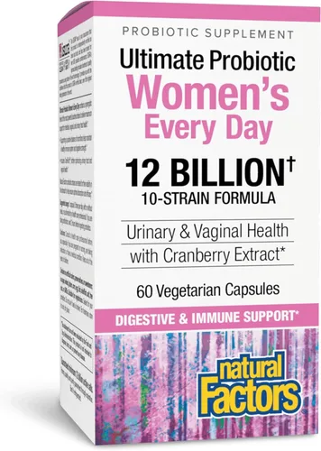 Natural Factors Ultimate Probiotic Women's Every Day - Digestive Health Support Supplement - Probiotic Supplement for Urinary Tract & Vaginal Health