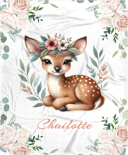 Miniatura 78 de Manta de bebé personalizada para niñas y niños pequeños, recién nacidos, regalos personalizados de vaca floral con nombre y texto, 40 x 30 pulgadas