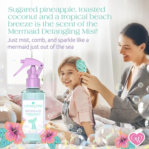 Miniatura 7 de Glimmer Wish Espray desenredante de cabello de sirena, acondicionador sin enjuague para niños y mujeres, cuidado del cabello sin enredos, espray