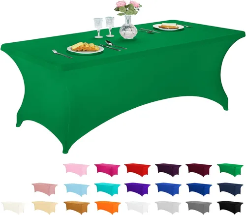 Miniatura 103 de LZY Cubierta de Mesa Elástica Ajustable de Spandex para Mesa Plegable de 6 pies, 4 pies o 8 pies, Mantel de Cóctel Rectangular, Perfecto para Champn