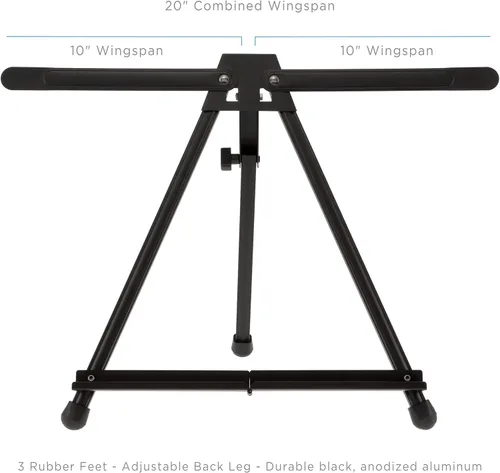 Miniatura 3 de SoHo Urban Artist Soporte de caballete de mesa de aluminio negro, caballete portátil para exhibición, lienzo de pintura y más, juego de 2