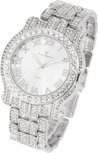 Miniatura 36 de Charles Raymond Bling-ed Out Ultimate Hip Hop Royalty Reloj para hombre con número romano de fácil lectura o indicadores de tiempo de diamantes