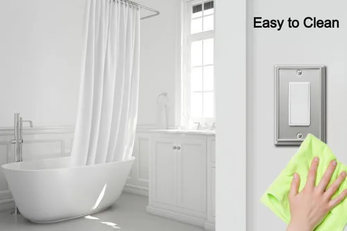 Miniatura 6 de OKAWYC Aria - Placa de pared metálica para interruptor de luz de decoración individual, paquete de 4 unidades, níquel cepillado de 1 banda