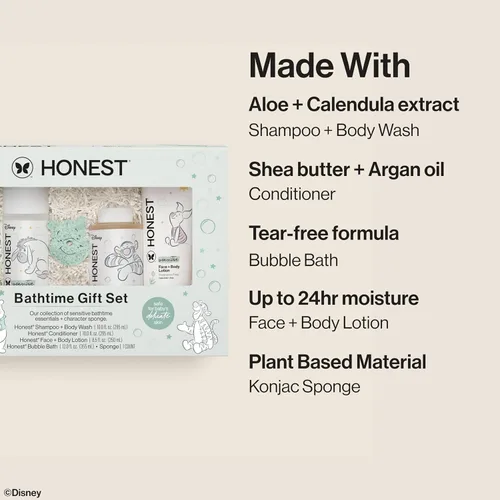 Miniatura 3 de The Honest Company Set de regalo para el baño sin fragancia, diseño Disney, hipoalergénico, artículos esenciales de baño para pieles sensibles