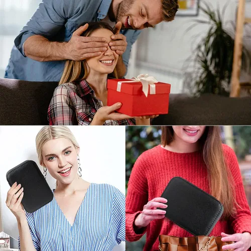 Miniatura 8 de Joyero de viaje, organizador de joyas pequeño de piel sintética para mujeres y niñas, mini estuche de viaje portátil, cajas de almacenamiento
