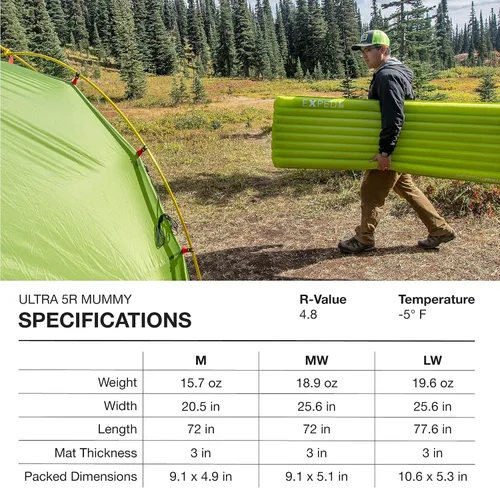 Miniatura 5 de Exped Ultra - Ultraligero Inflable Mochilero Colchoneta de Dormir, Estera de Aire Ligero para Acampar y Sender