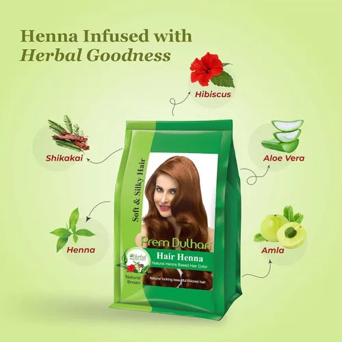 Miniatura 2 de Prem Dulhan Henna capilar de 4.41 oz/4.40 onzas para resultados vibrantes y duraderos, sombra marrón natural, sin amoníaco y sin PPD, bolsitas