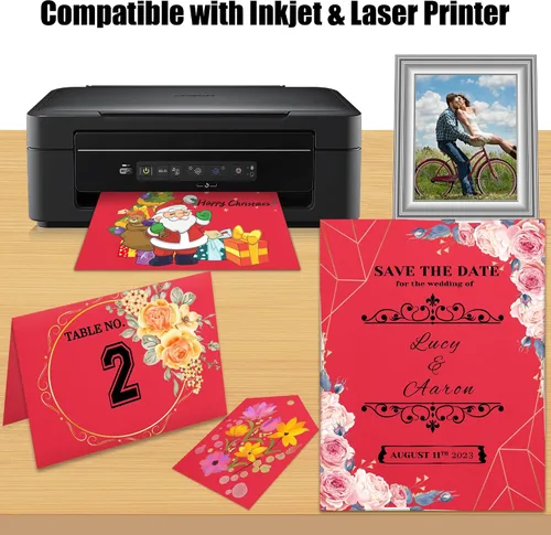 Miniatura 3 de 25 hojas de papel de cartulina roja de 8.5 x 11 pulgadas, papel grueso de 92 libras para álbumes de recortes, invitaciones, impresión y tarjetas
