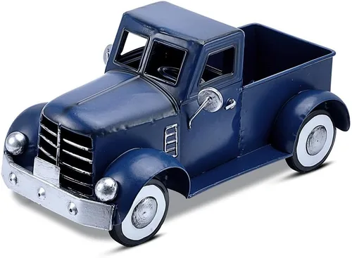 Decoración de Mesa de Camión Azul de Granja Addbliss, Decoraciones Vintage de Camiones de Coche para Interior y Exterior, Adornos de Estanteria de