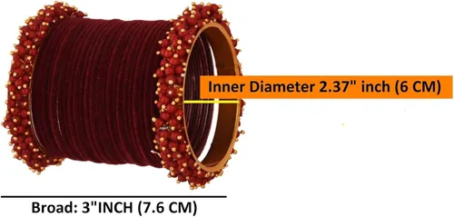 Miniatura 3 de Efulgenz Indian Bangle Set Faux Pearls Beads Plain Velvet Bracelet Bangle Jewelry for Women
