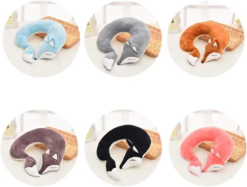 Miniatura 6 de Almohadas de viaje, aviones, zorro, animal de animal, almohada de cuello en forma de U, almohada de felpa cálida de dibujos animados cómoda