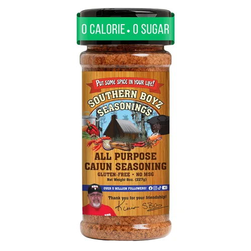 Condimento Southern Boyz Todo Propósito Estilo Cajún – Sin Gluten, Sin MSG, Shaker de 8 oz – Mezcla Versátil de Especias y Condimento para Carnes,
