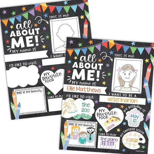 Miniatura 20 de Hadley Designs Póster All About Me para el aula, póster de 20 estrellas, artículos escolares de 100 días de escuela, póster de estrella