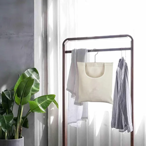 Miniatura 6 de Ragyzity Bolsa de lona para ropa, color beige (13.33 x 11.25 pulgadas), cierre de cremallera, bolsa portátil para colgar en el hogar, balcón, viajes